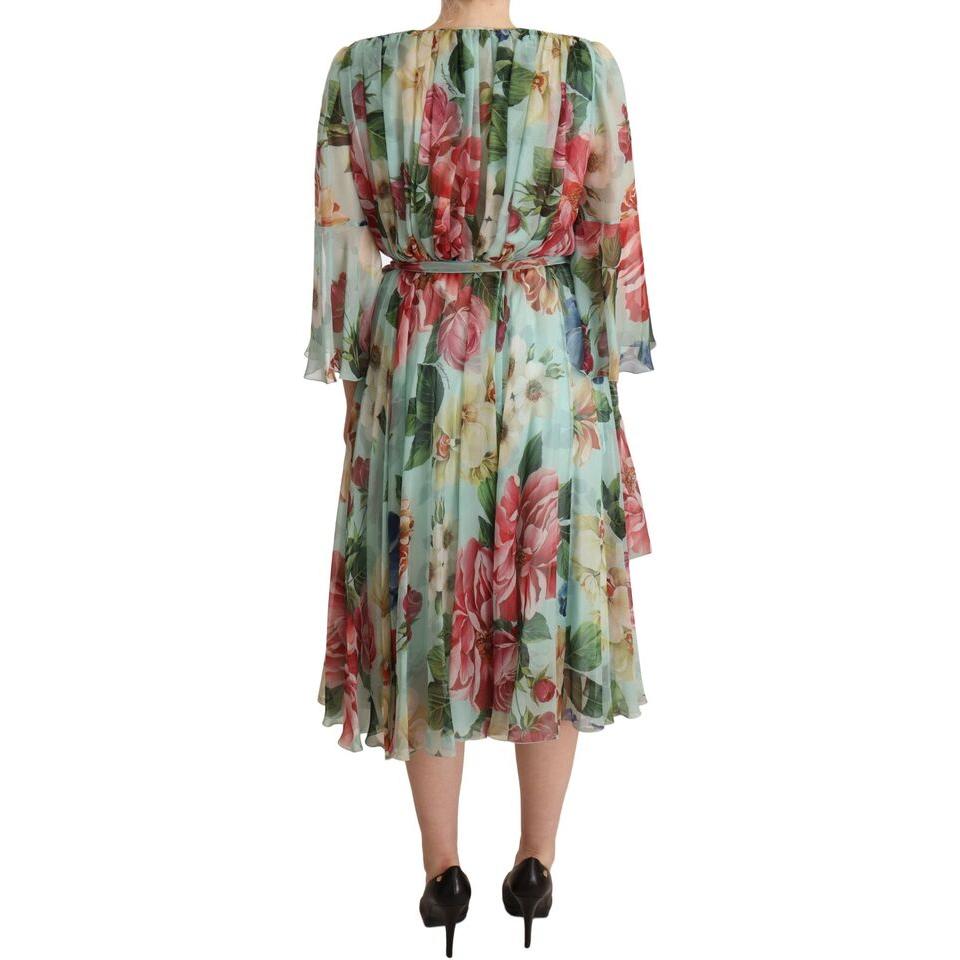 Dolce & Gabbana Floral Silk Midi Wrap Dress Dolce & Gabbana