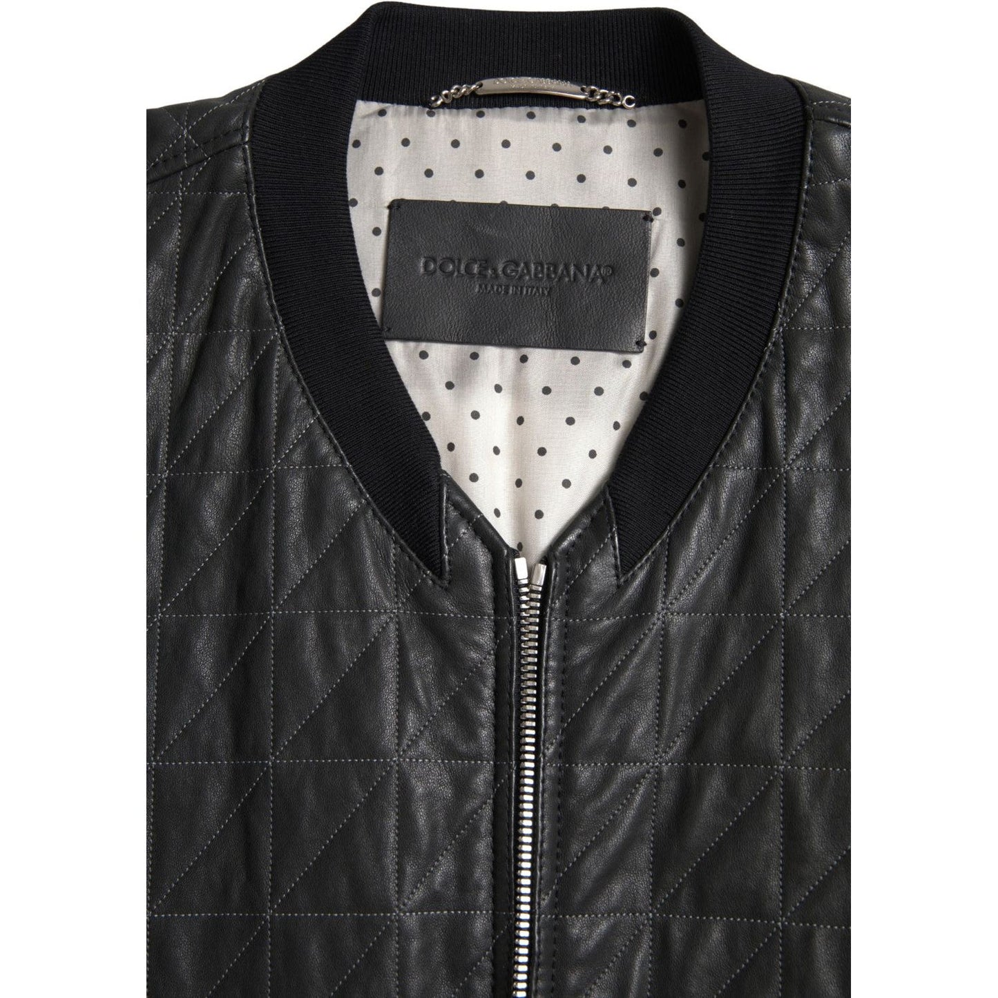 Dolce & Gabbana Elegant Black Leather Bomber Jacket Dolce & Gabbana