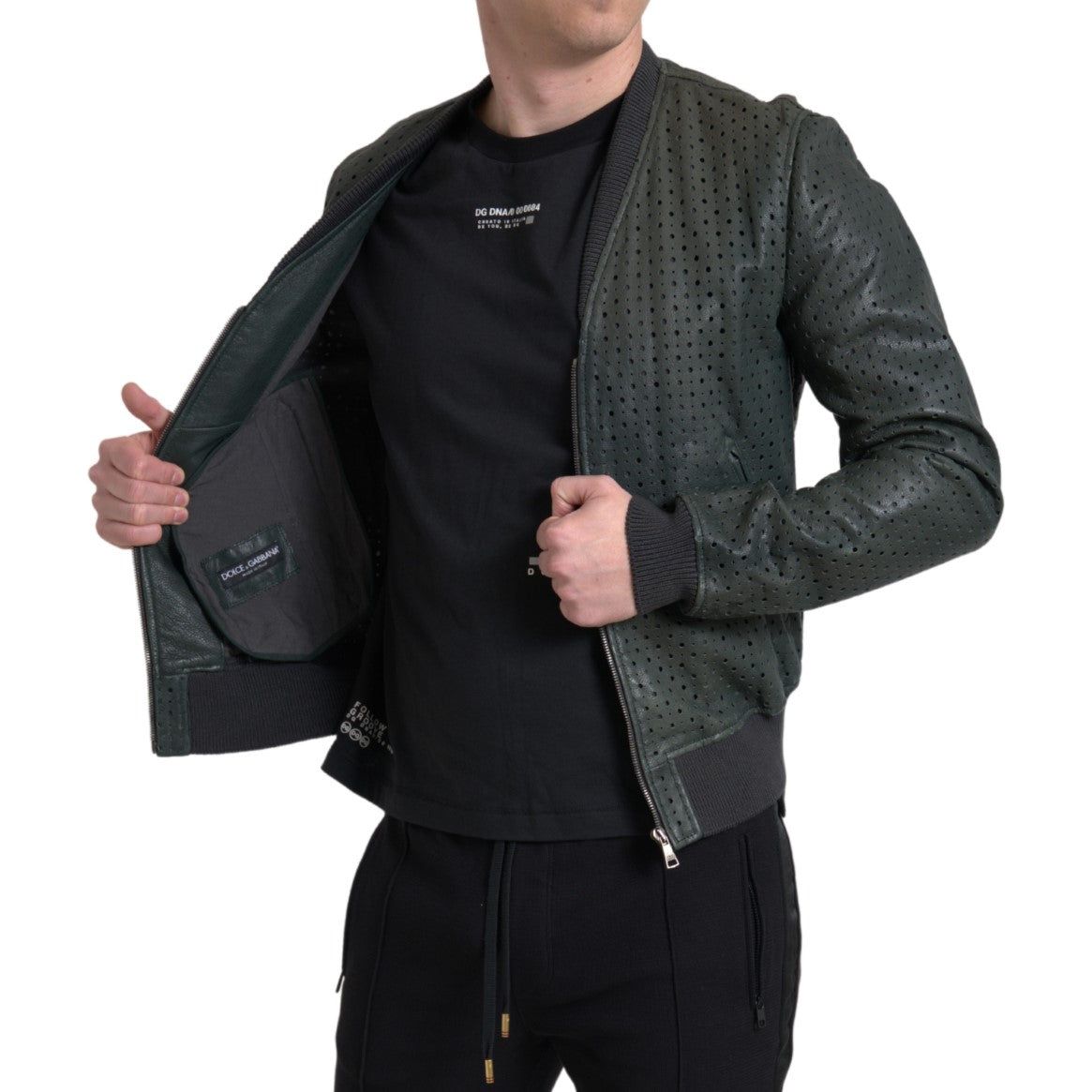 Dolce & Gabbana Emerald Green Goatskin Bomber Jacket Dolce & Gabbana