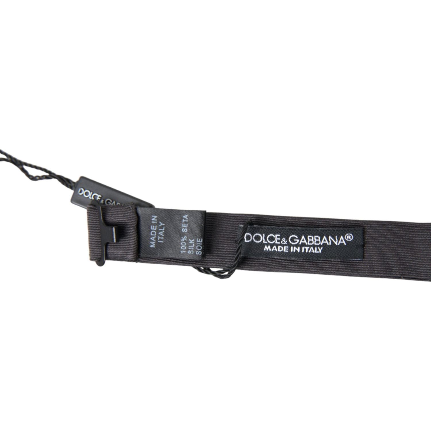 Dolce & Gabbana Dark Gray Silk Adjustable Neck Men Papillon Bow Tie