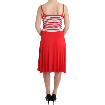 Roccobarocco Red striped jersey A-line dress