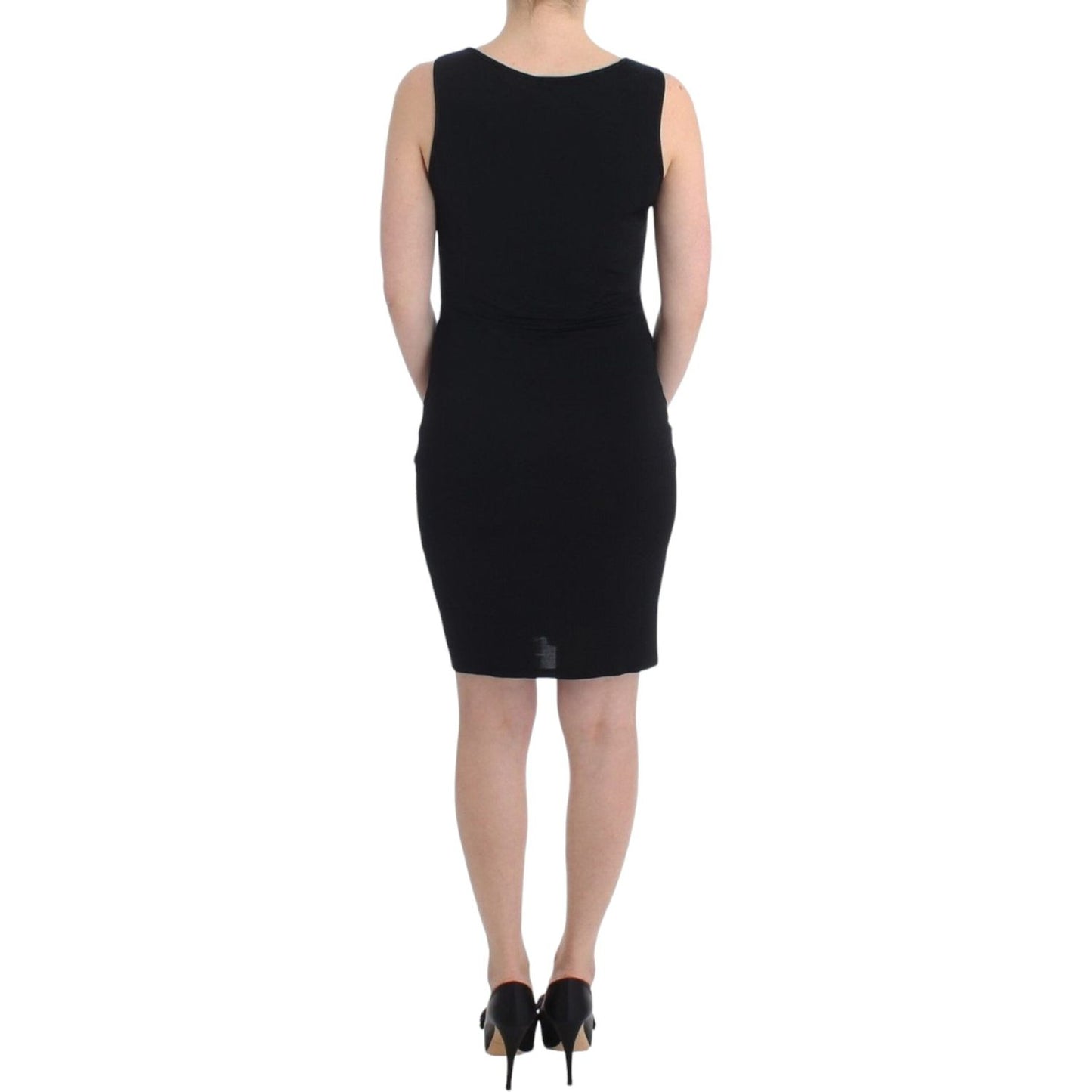 Roccobarocco Elegant Black Sheath Knee-Length Dress Roccobarocco