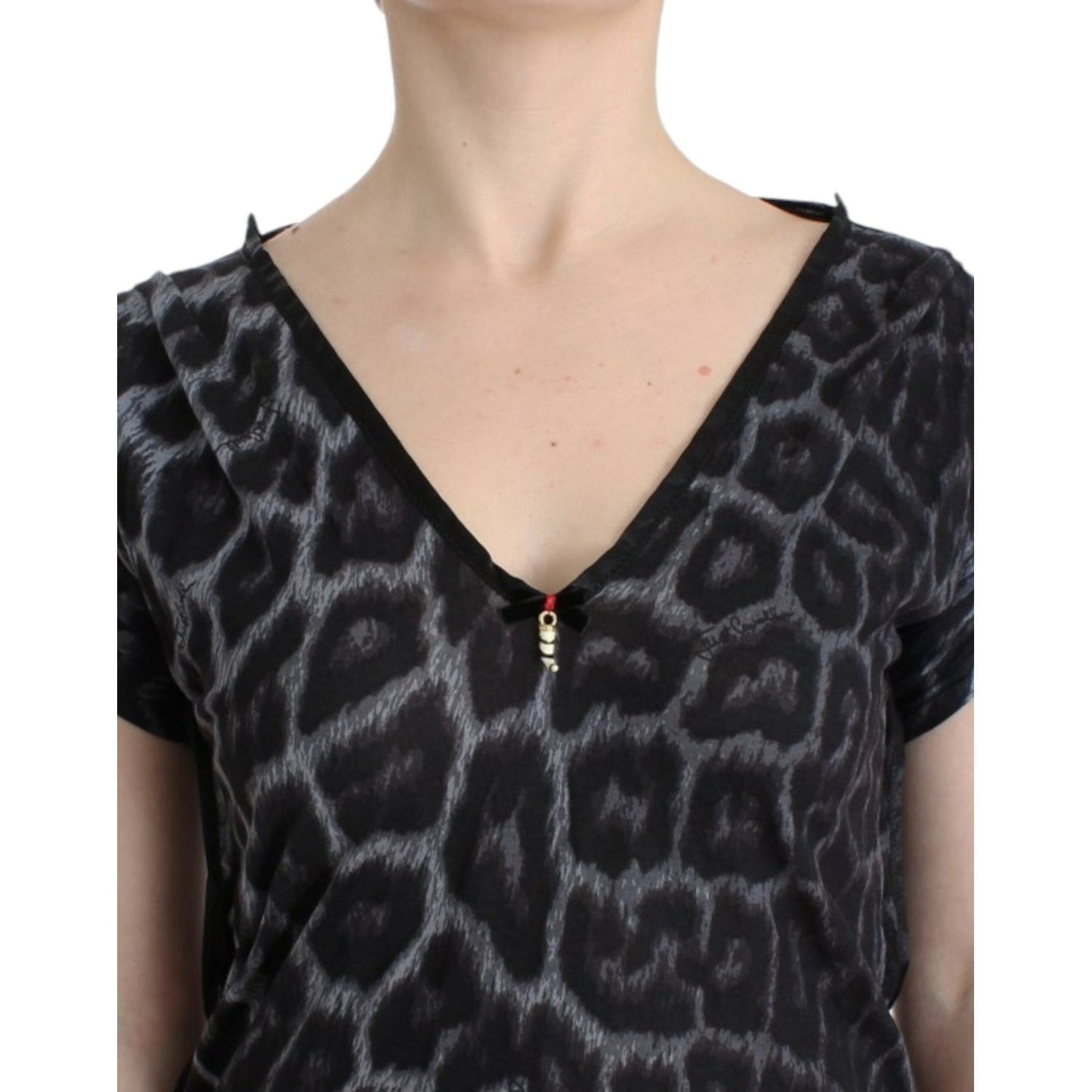 Cavalli Sultry Leopard V-Neck Modal Top Cavalli