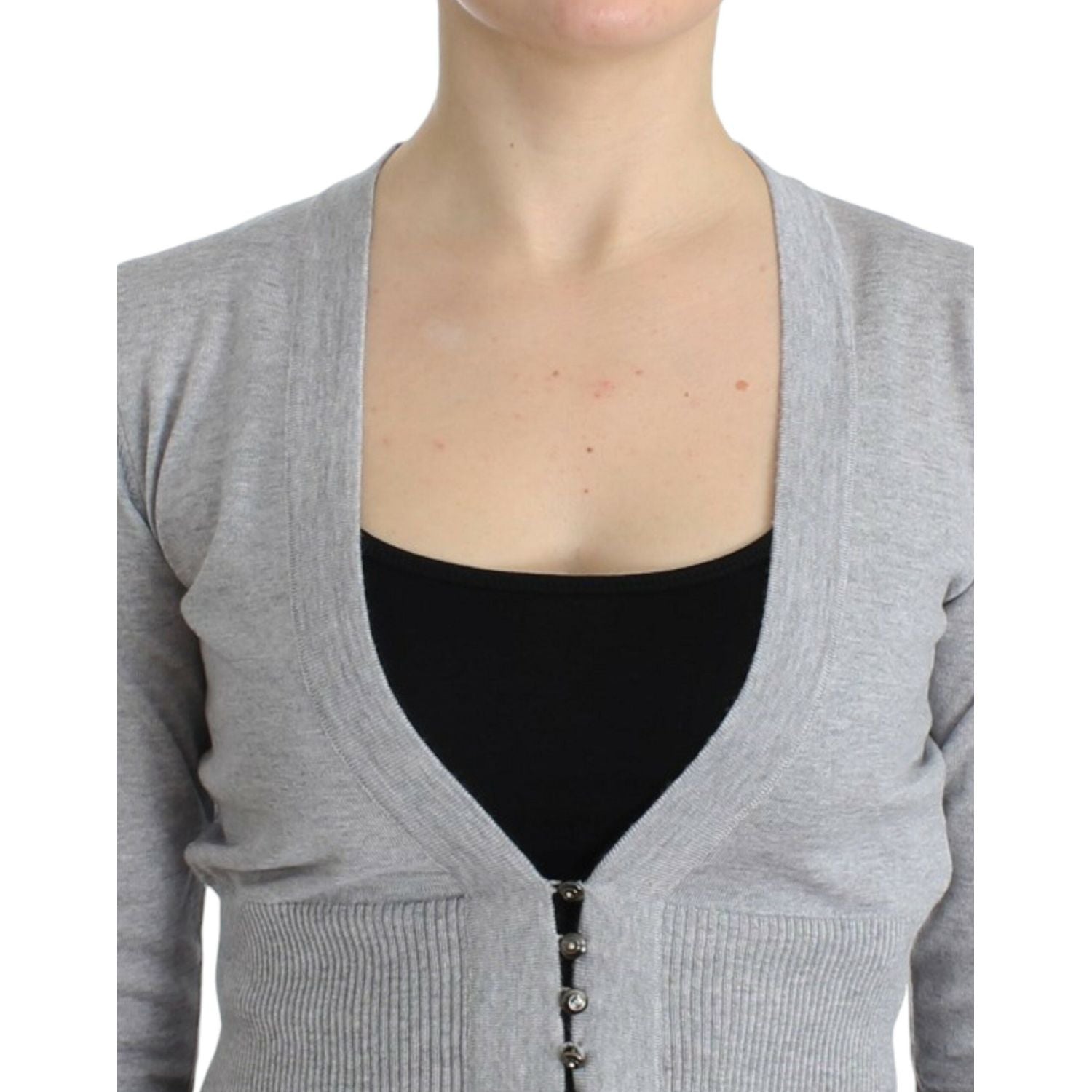 Cavalli Gray cropped wool cardigan