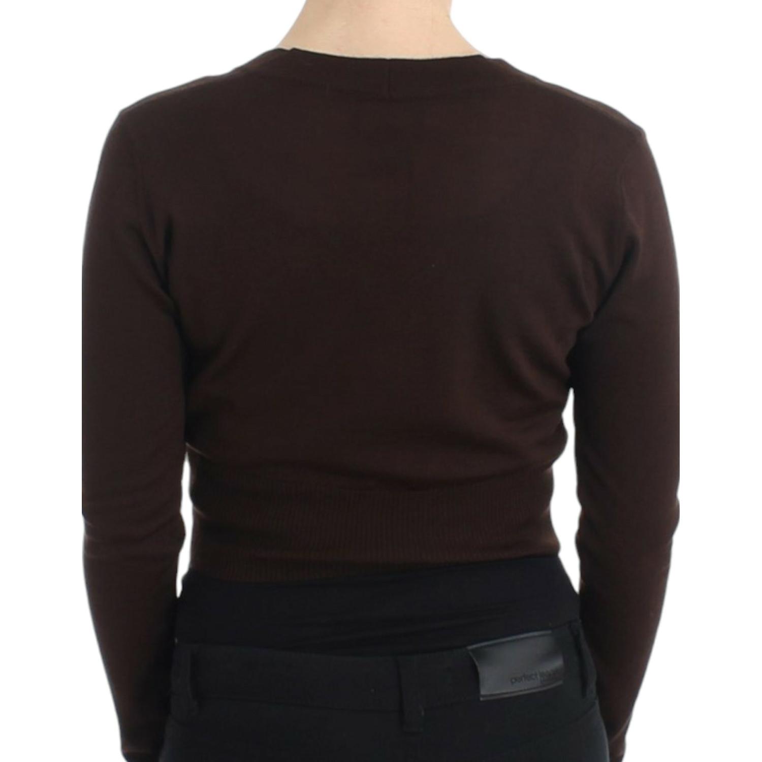 كارديجان قصير أنيق من الصوف البكر باللون البني من كافالي