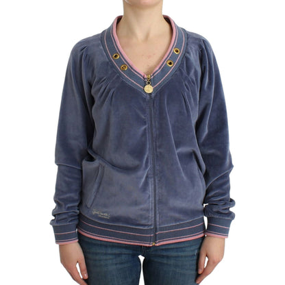 Cavalli Blue velvet zipup sweater