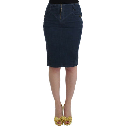 Cavalli Blue corduroy pencil skirt