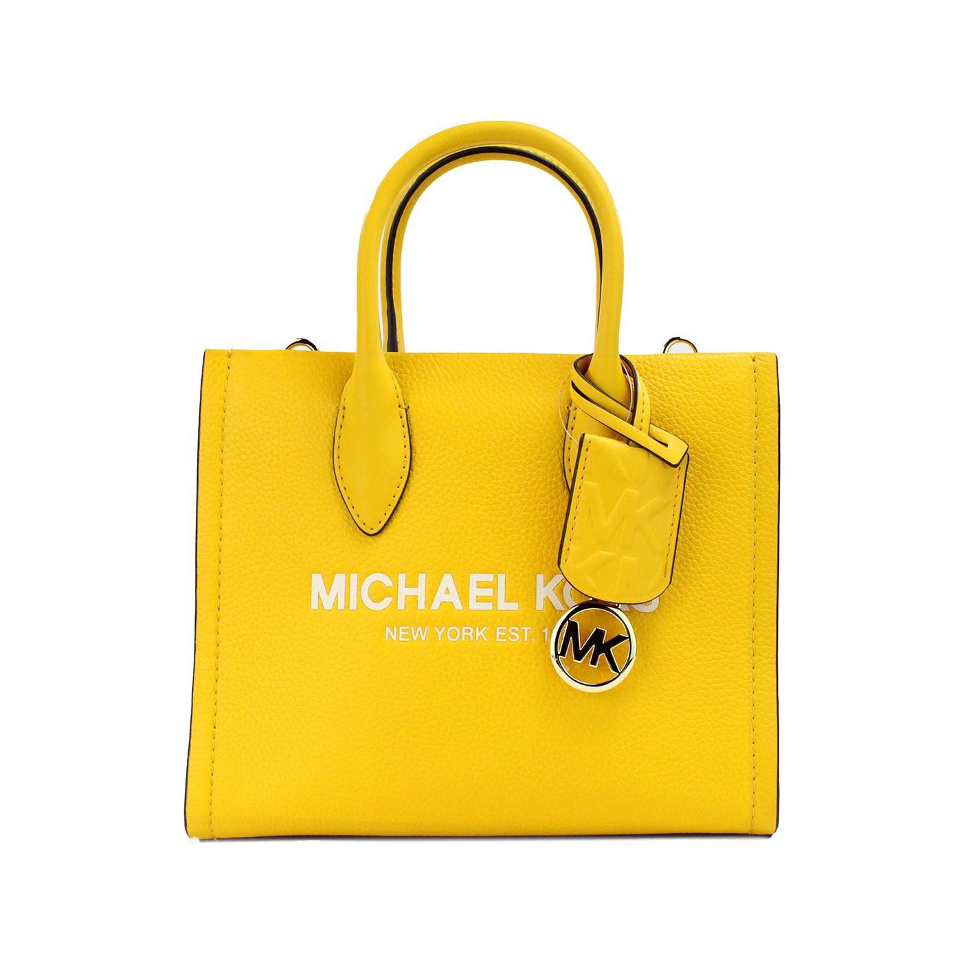 Michael Kors Mirella Small Jasmine Yellow Leather Top Zip Shopper Tote Bag Michael Kors