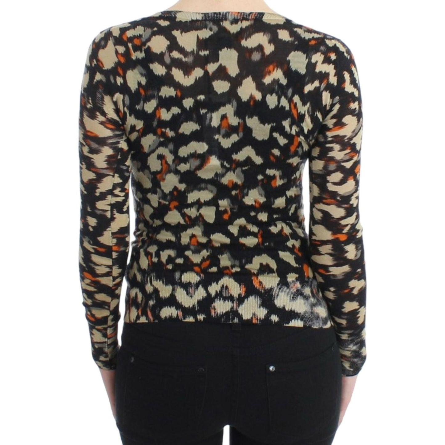 Cavalli Elegant Multicolor V-Neck Wool Jumper Cavalli