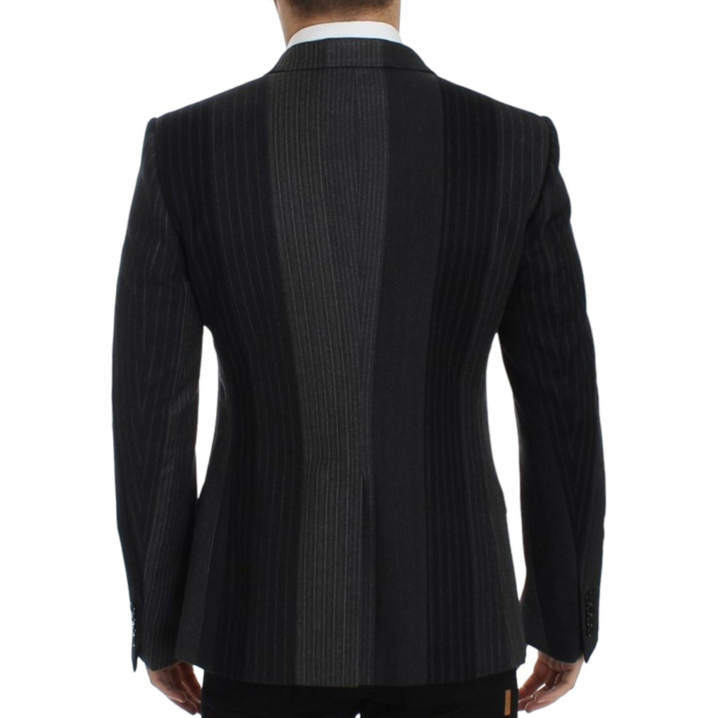 Dolce & Gabbana Elegant Gray Striped Wool Slim Blazer Dolce & Gabbana