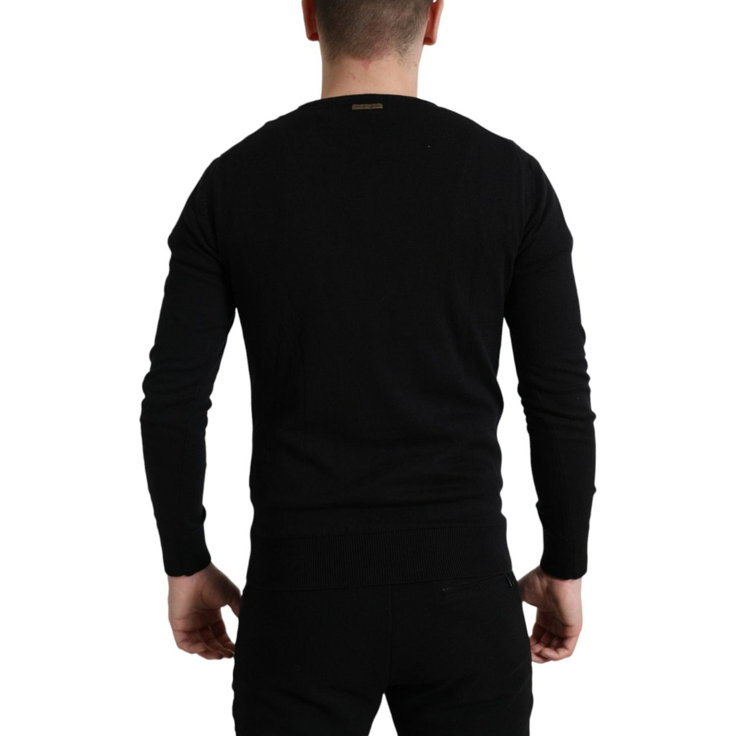 Dolce & Gabbana Elegant Black Cotton Crewneck Pullover Sweater Dolce & Gabbana