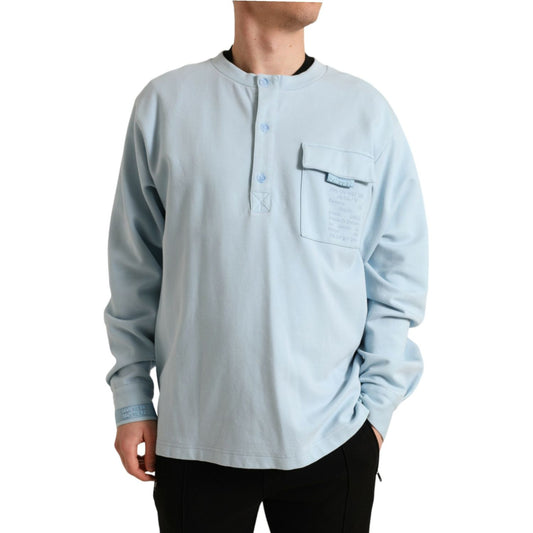 Dolce & Gabbana Elegant Light Blue Cotton Blend Crew Neck Sweater Dolce & Gabbana