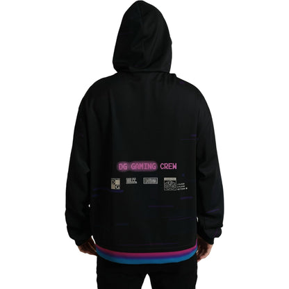 Dolce & Gabbana Black Logo Print Hooded Sweatshirt Sweater