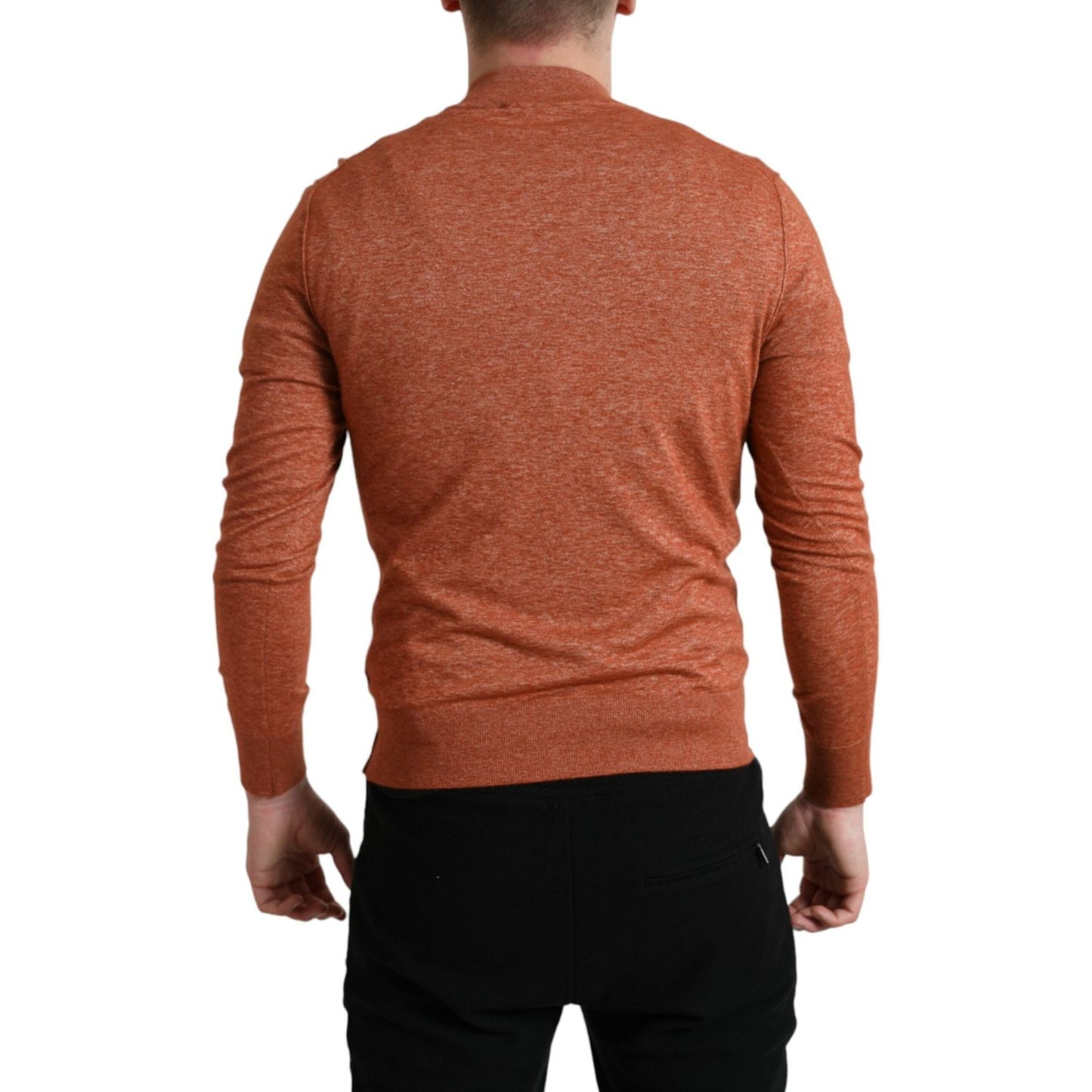 Dolce & Gabbana Silk-Cashmere Orange Crew Neck Sweater Dolce & Gabbana