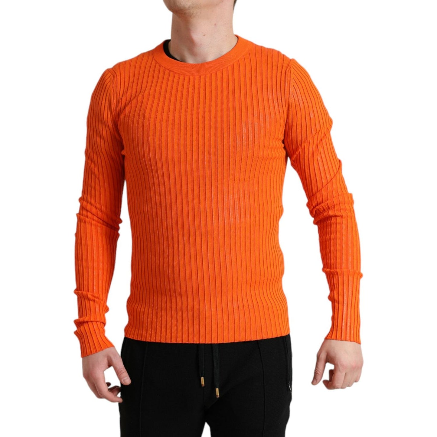 Dolce & Gabbana Sleek Sunset Orange Knitted Pullover Sweater Dolce & Gabbana