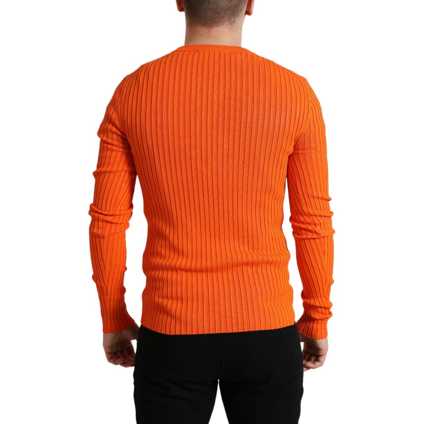 Dolce & Gabbana Sleek Sunset Orange Knitted Pullover Sweater Dolce & Gabbana