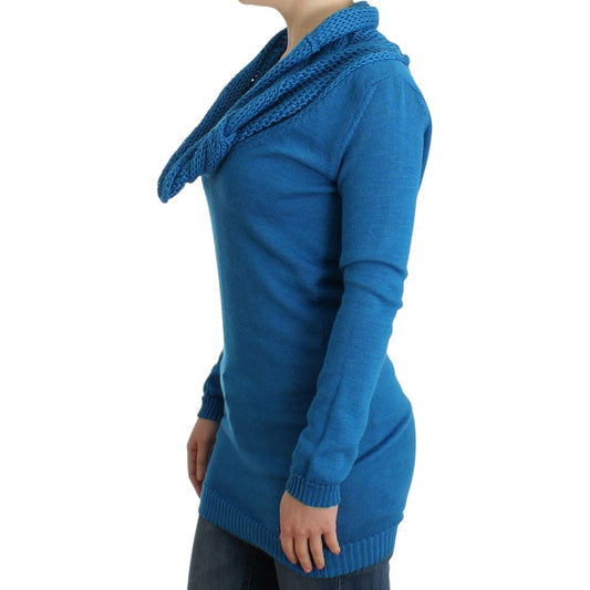 Costume National Chic Blue Scoop Neck Knit Sweater Costume National