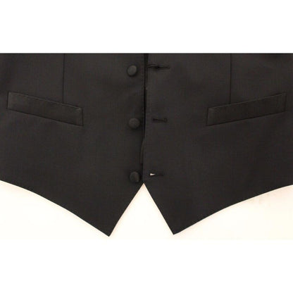 Dolce & Gabbana Black Wool Silk Stretch Dress Vest Blazer