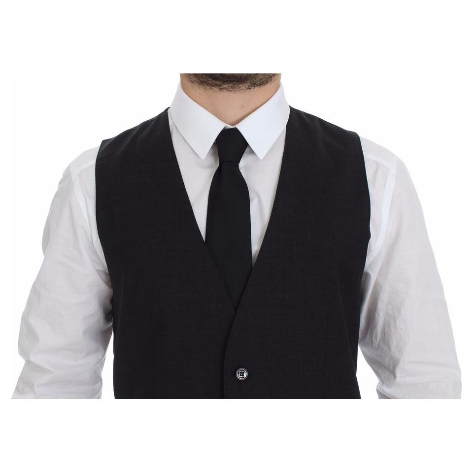 Dolce & Gabbana Gray Slim Fit Button Front Dress Formal Vest