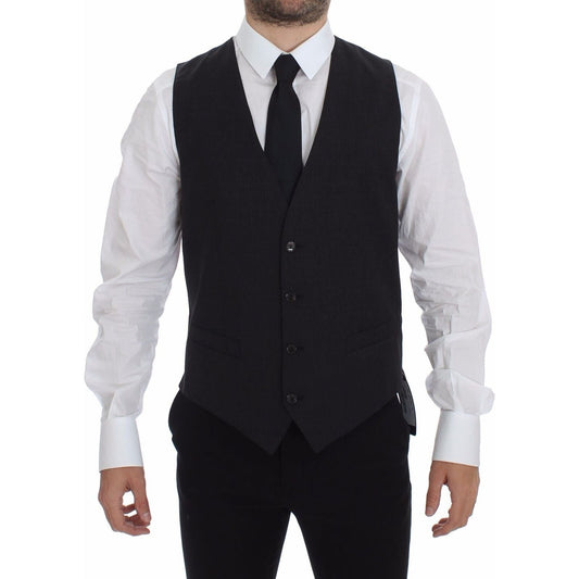 Dolce & Gabbana Gray Slim Fit Button Front Dress Formal Vest