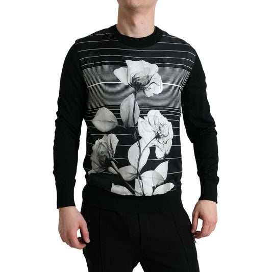 Dolce & Gabbana Elegant Floral Print Crew Neck Sweater Dolce & Gabbana