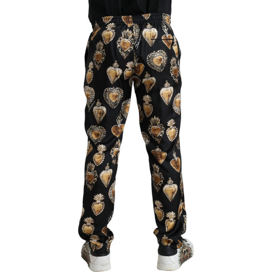 Dolce & Gabbana Chic Heart Print Silk Pajama Pants Dolce & Gabbana