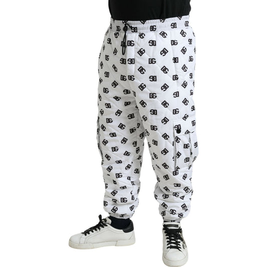 Dolce & Gabbana Chic White Jogger Pants with Iconic DG Print Dolce & Gabbana