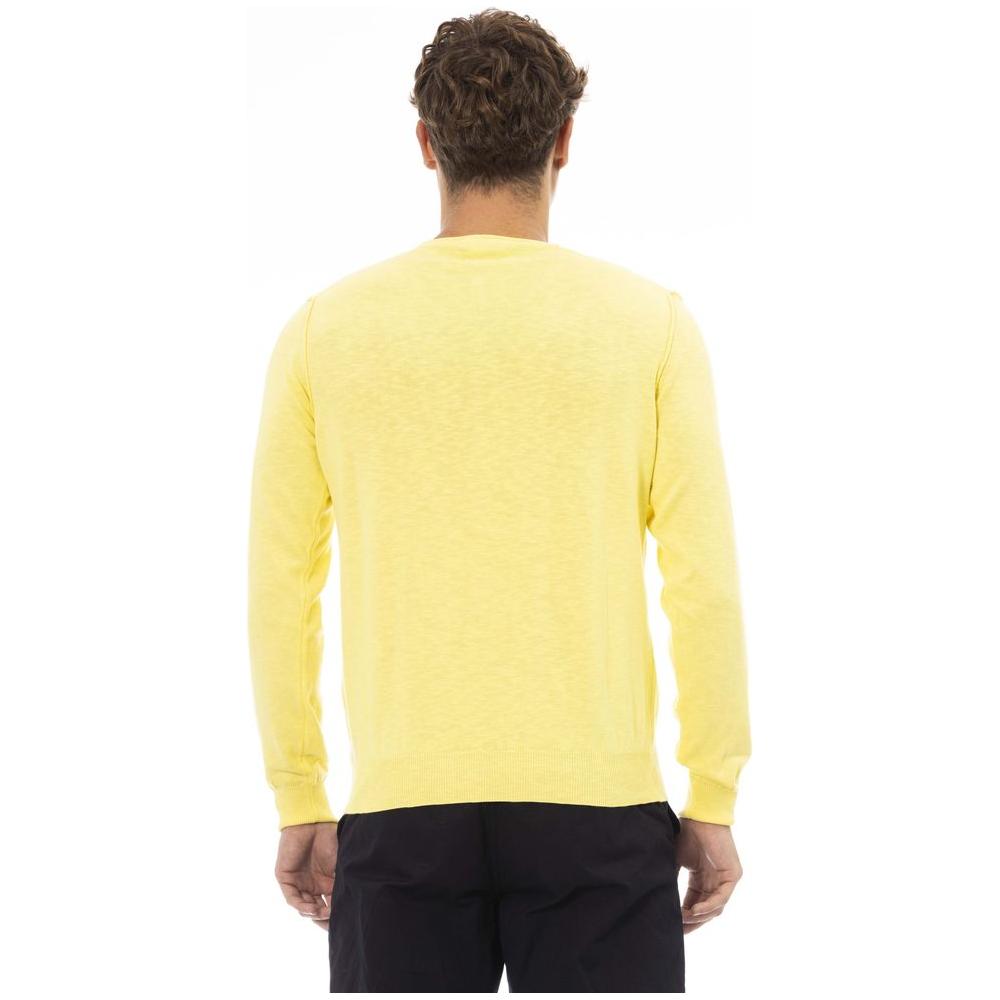 Baldinini Trend Yellow Cotton Men Sweater Baldinini Trend