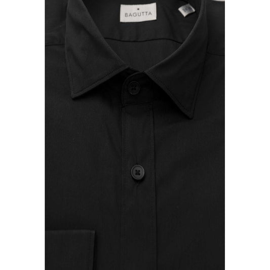 Bagutta Black Cotton Men Shirt Bagutta