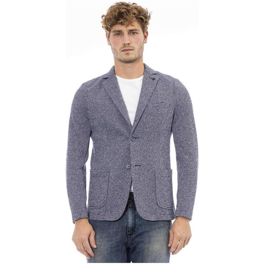 Distretto12 Elegant Blue Fabric Jacket with Classic Cut Distretto12