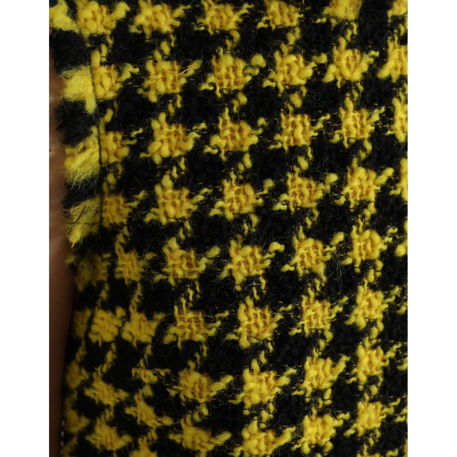 Dolce & Gabbana Yellow Houndstooth Sleeveless Aline Mini Dress