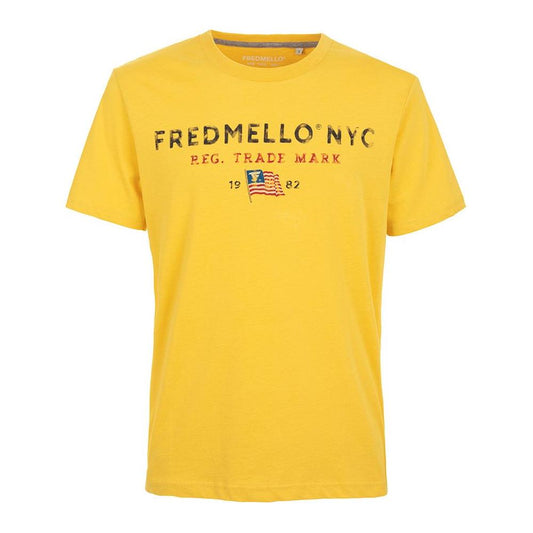 Fred Mello Sunshine Yellow Cotton Crewneck Tee Fred Mello