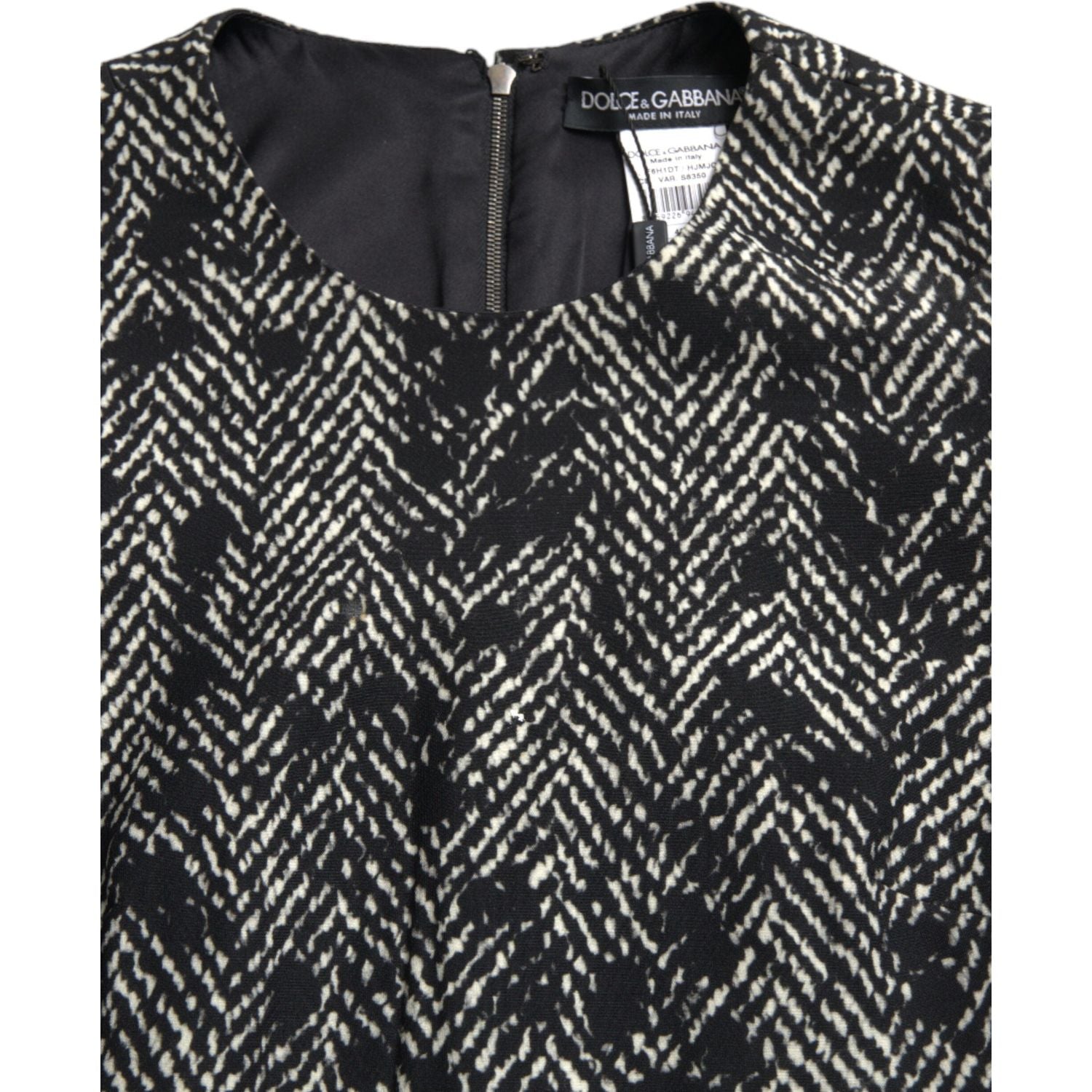 Dolce & Gabbana Black Chevron Polyester Shift Mini Dress