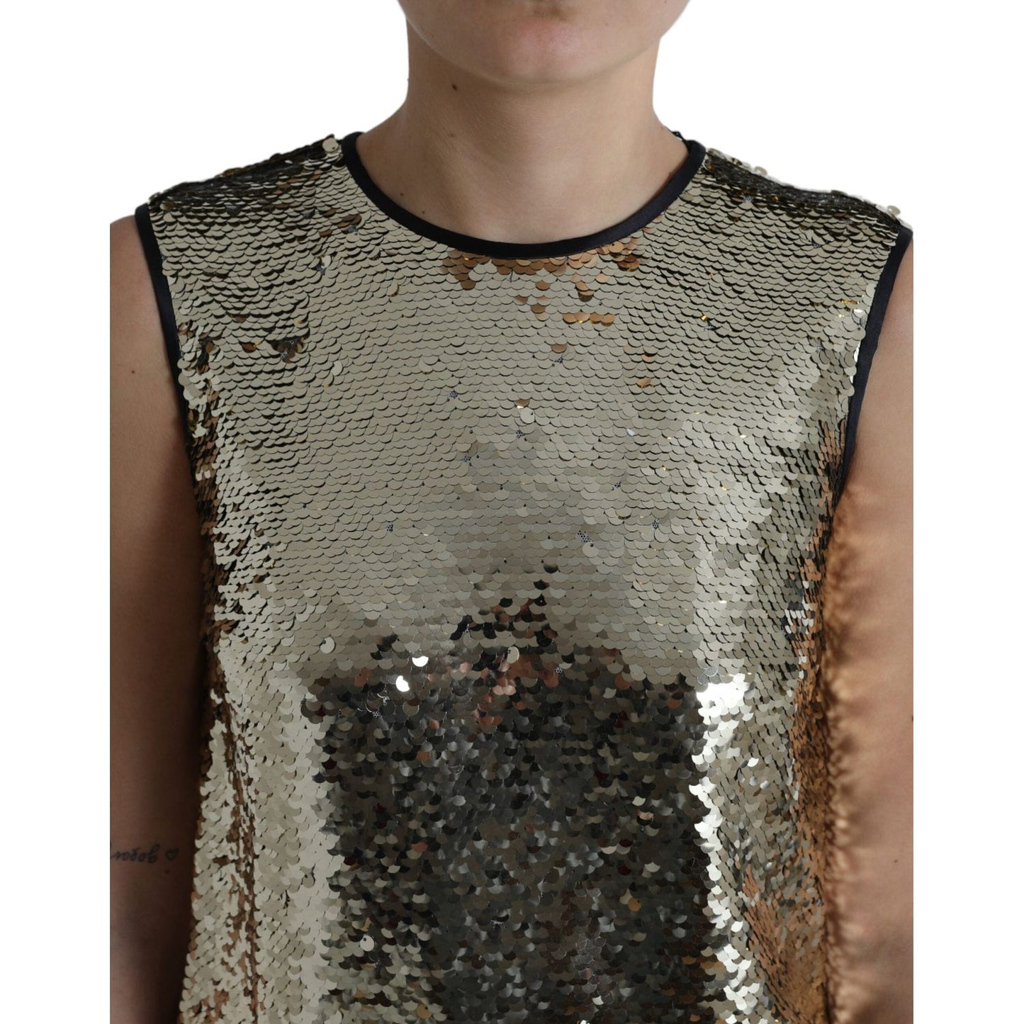 Dolce & Gabbana Elegant Silver Sequined Mini Dress Dolce & Gabbana