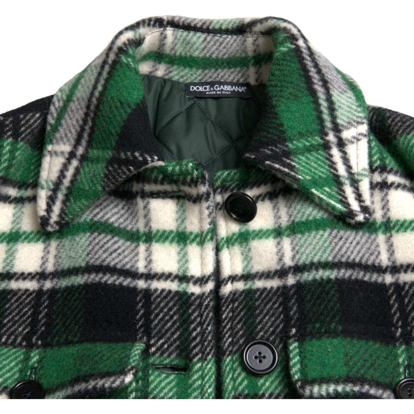 Dolce & Gabbana Elegant Green Plaid Long Coat Dolce & Gabbana