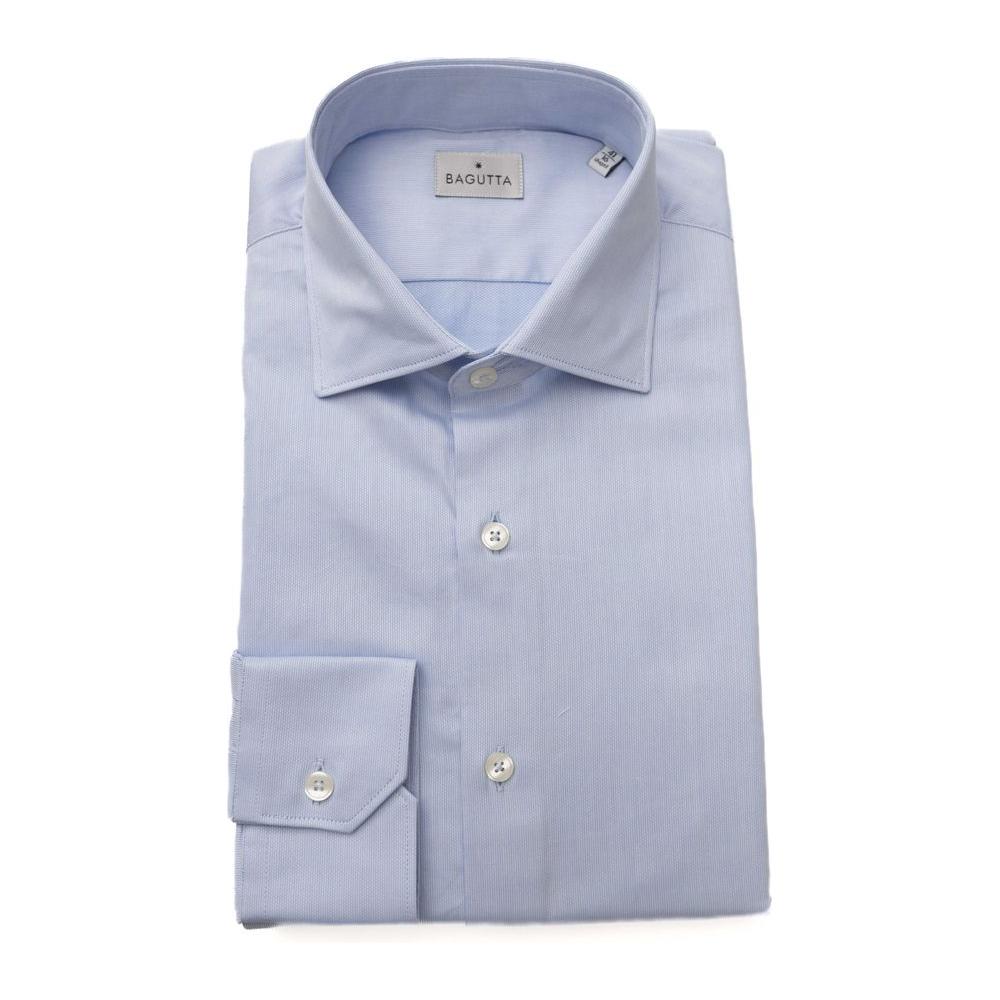 Bagutta Light Blue Cotton Men Shirt Bagutta