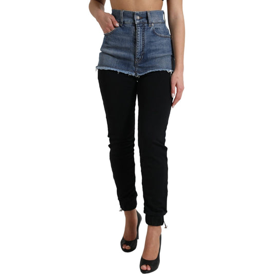 Dolce & Gabbana Chic High Waist Skinny Pants with Denim Shorts Dolce & Gabbana