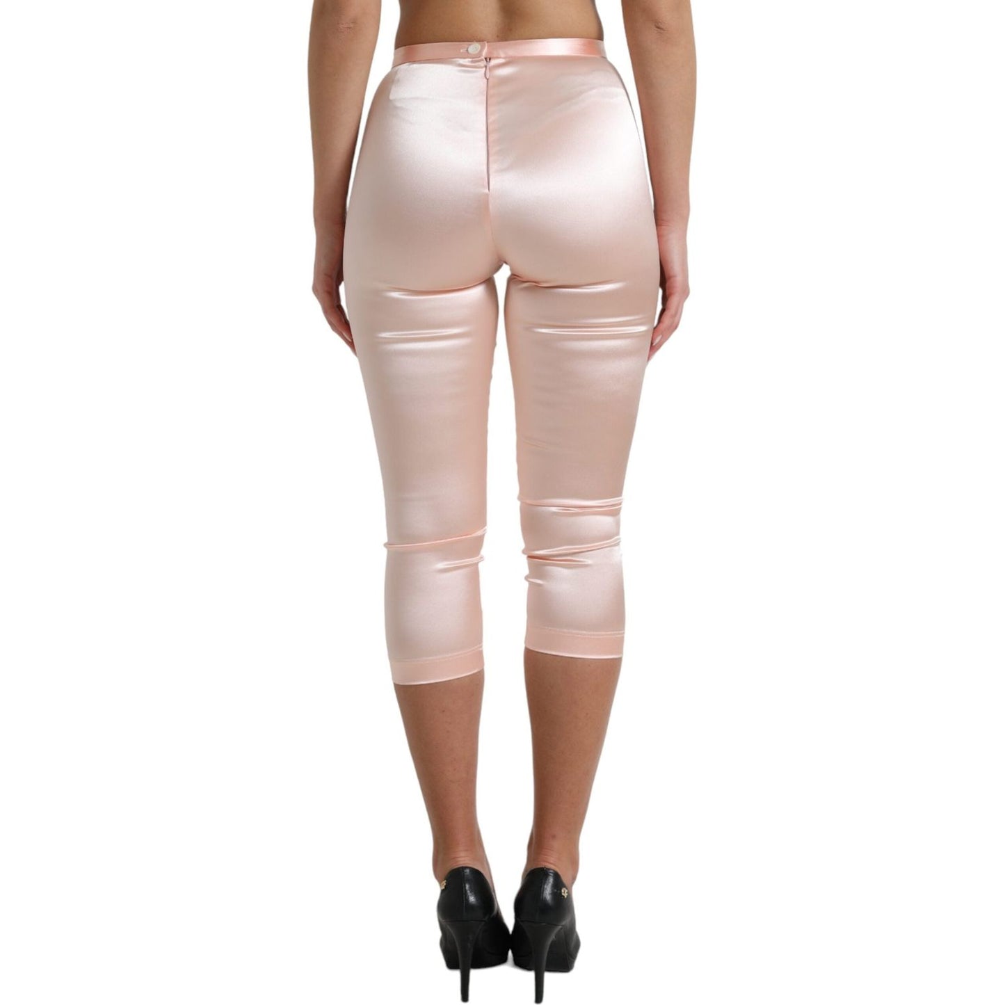 Dolce & Gabbana Chic Pink High Waist Cropped Silk Pants Dolce & Gabbana