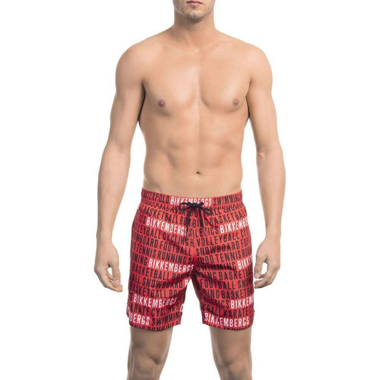 Bikkembergs Red Polyester Men Swim Short Bikkembergs