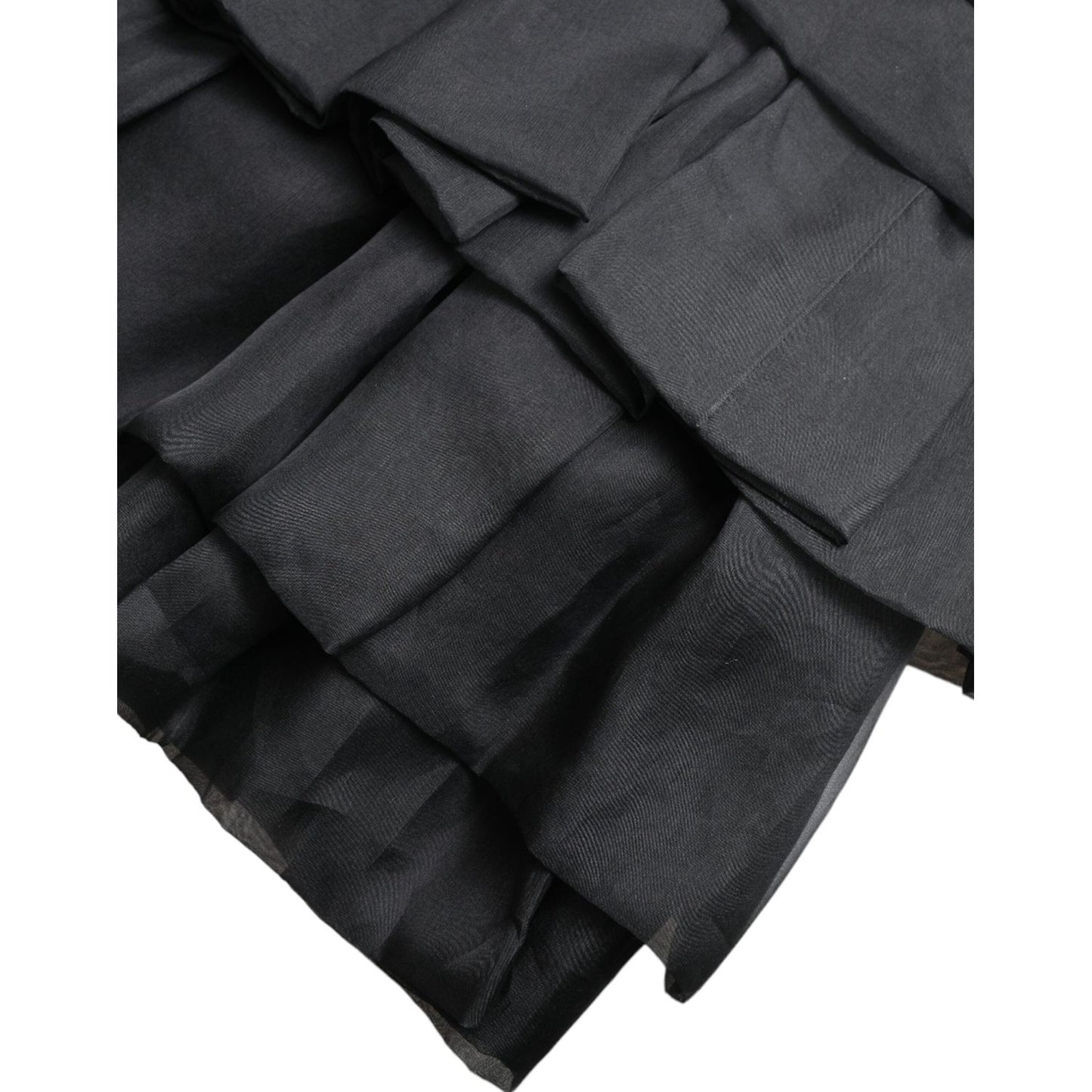 Dolce & Gabbana Black Tiered Aline High Waist Silk Mini Skirt