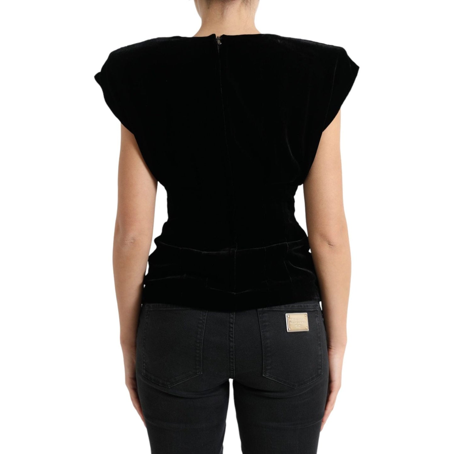 Dolce & Gabbana Velvet Exaggerated Shoulder Top Dolce & Gabbana