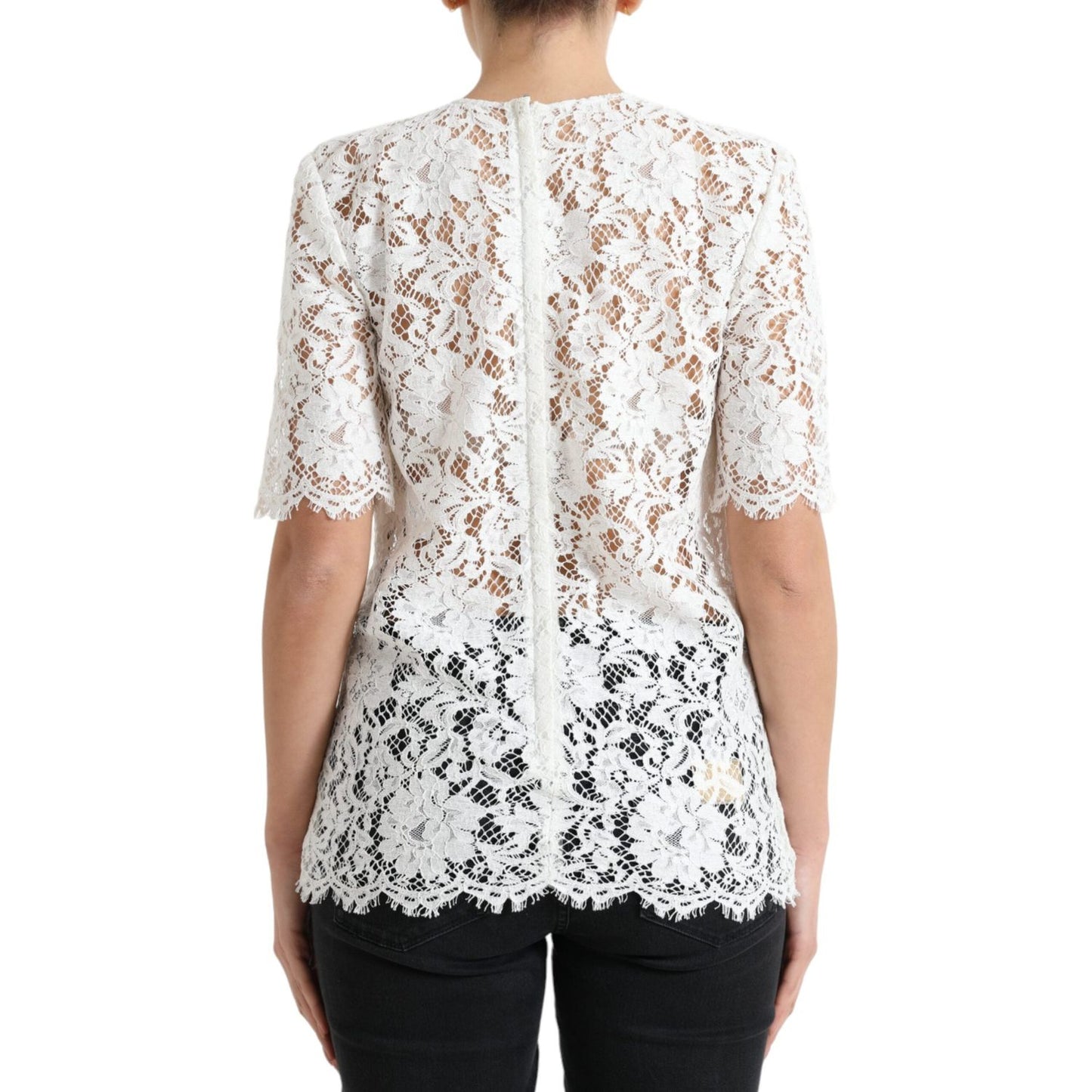 Dolce & Gabbana Elegant White Lace Blouse Dolce & Gabbana