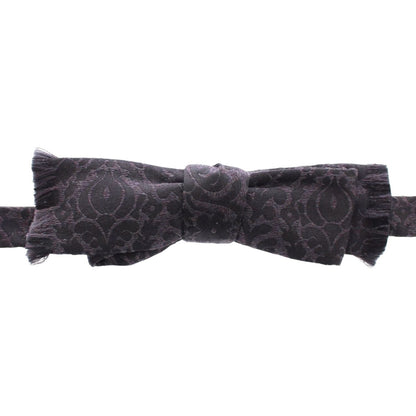 Dolce & Gabbana Gray Black Wool Silk Bow Tie