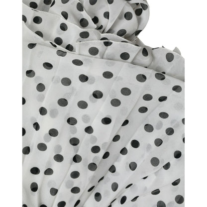 Dolce & Gabbana White Polka Dot A-line Pleated Maxi Dress