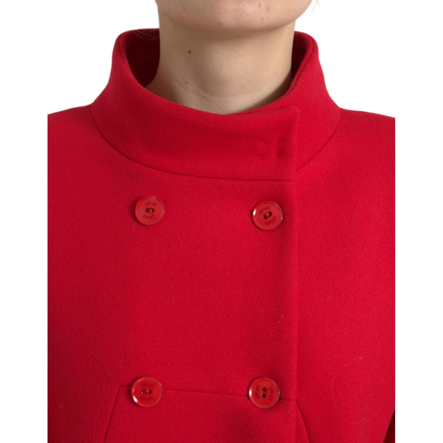 Liu Jo Elegant Red Double Breasted Long Coat Liu Jo