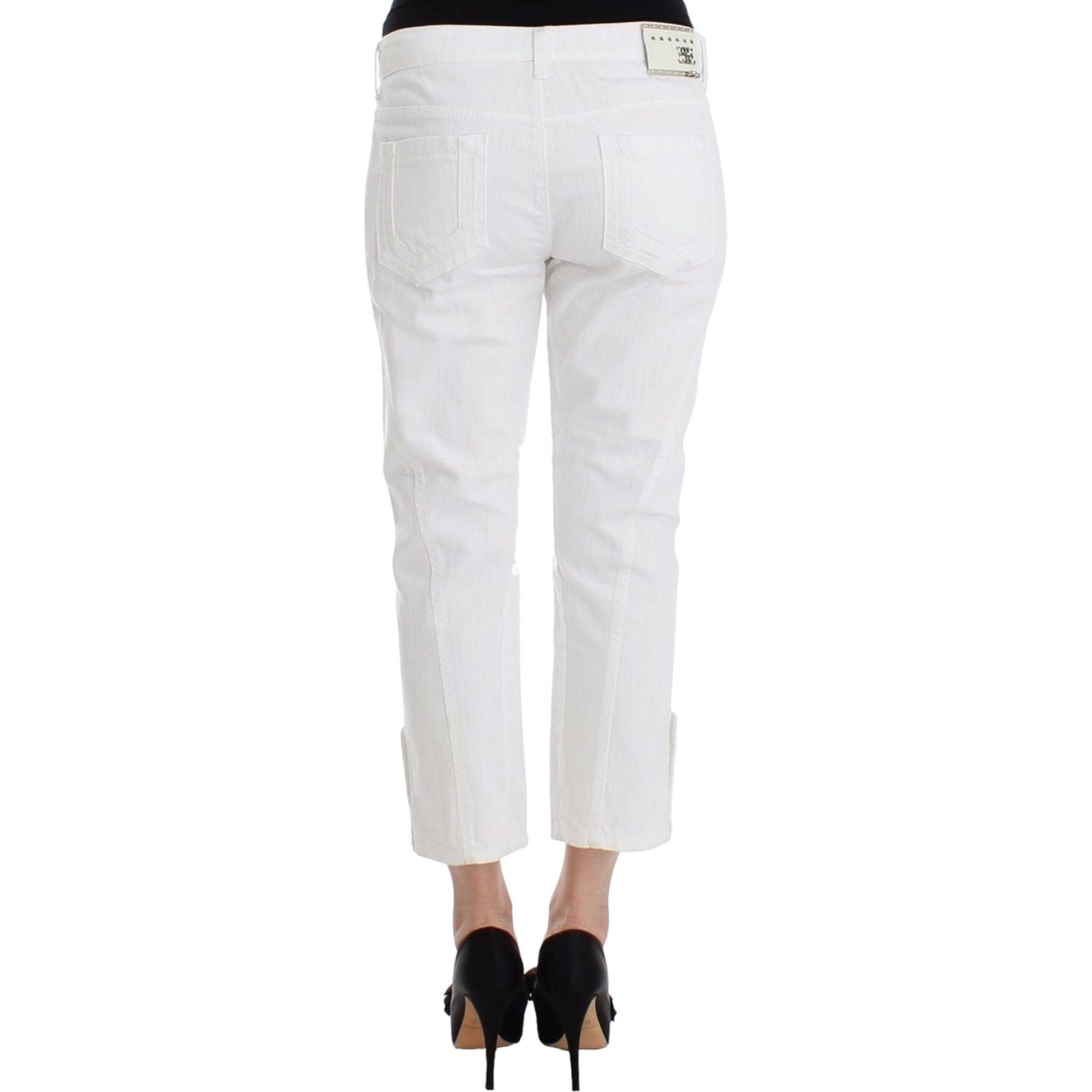 Ermanno Scervino White Cropped Jeans Denim Pants Branded Capri