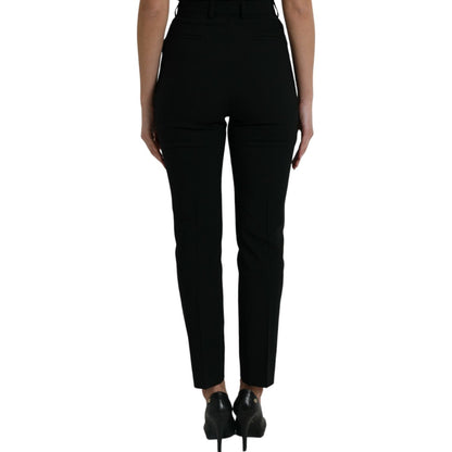 Dolce & Gabbana Black Wool High Waist Tapered Pants
