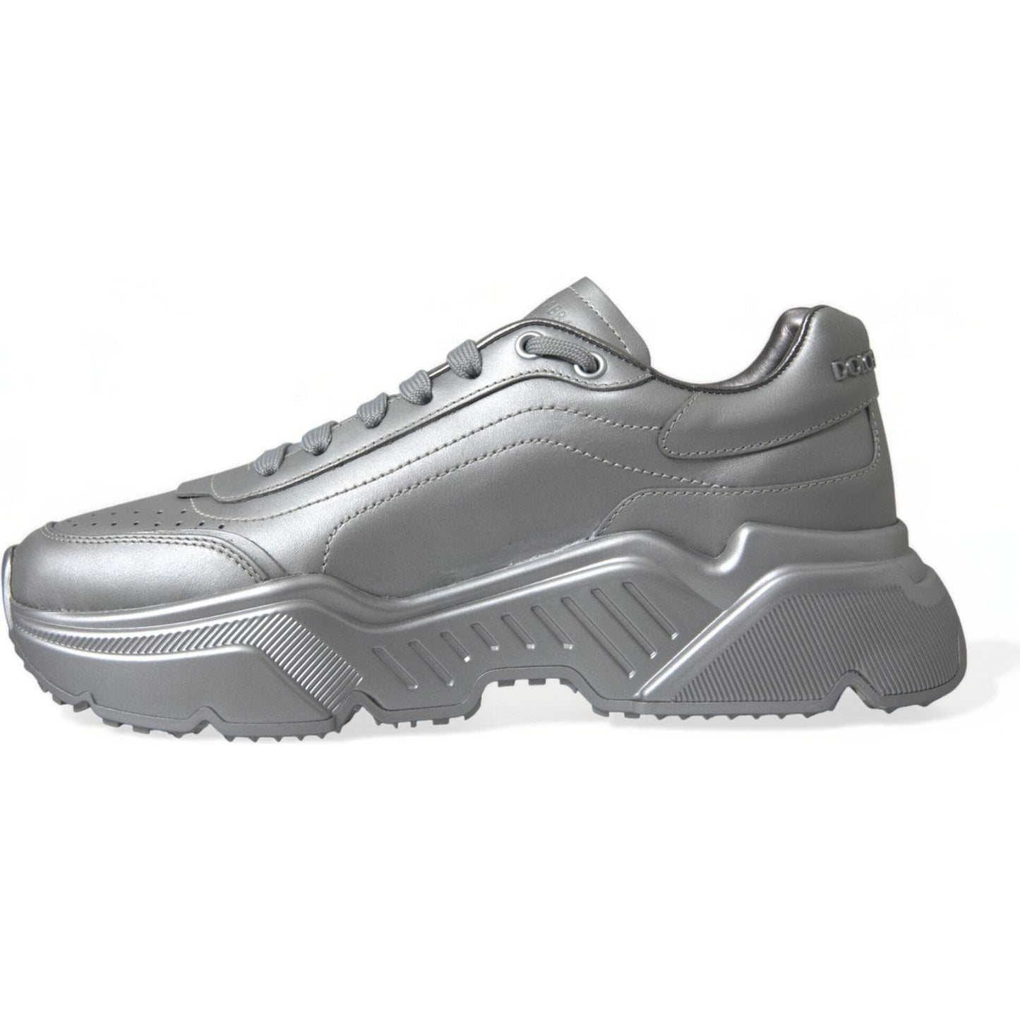 Dolce & Gabbana Silver DAYMASTER Leather Men Casual Sneakers Shoes