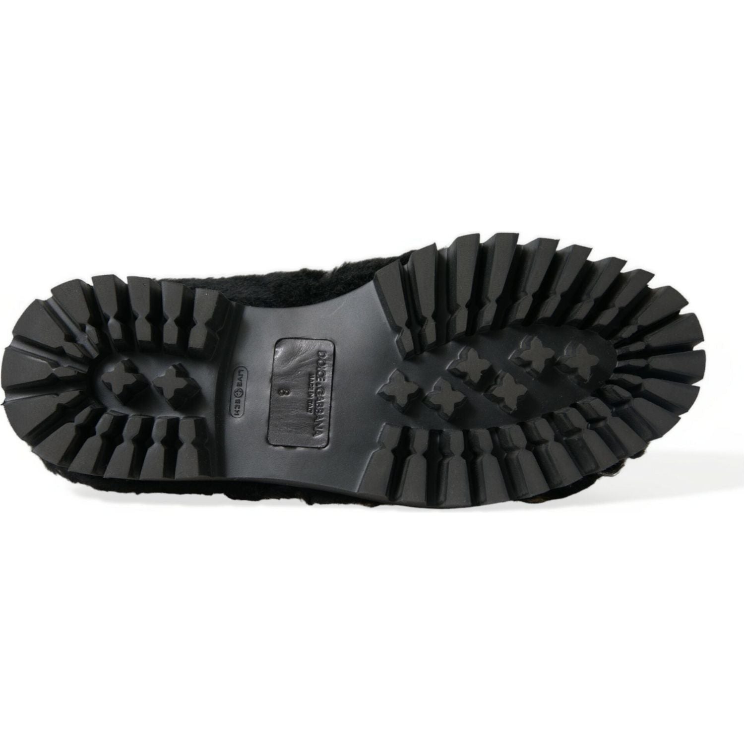 حذاء سهل الارتداء من دولتشي آند غابانا أنيق من الفرو الأسود للرجال