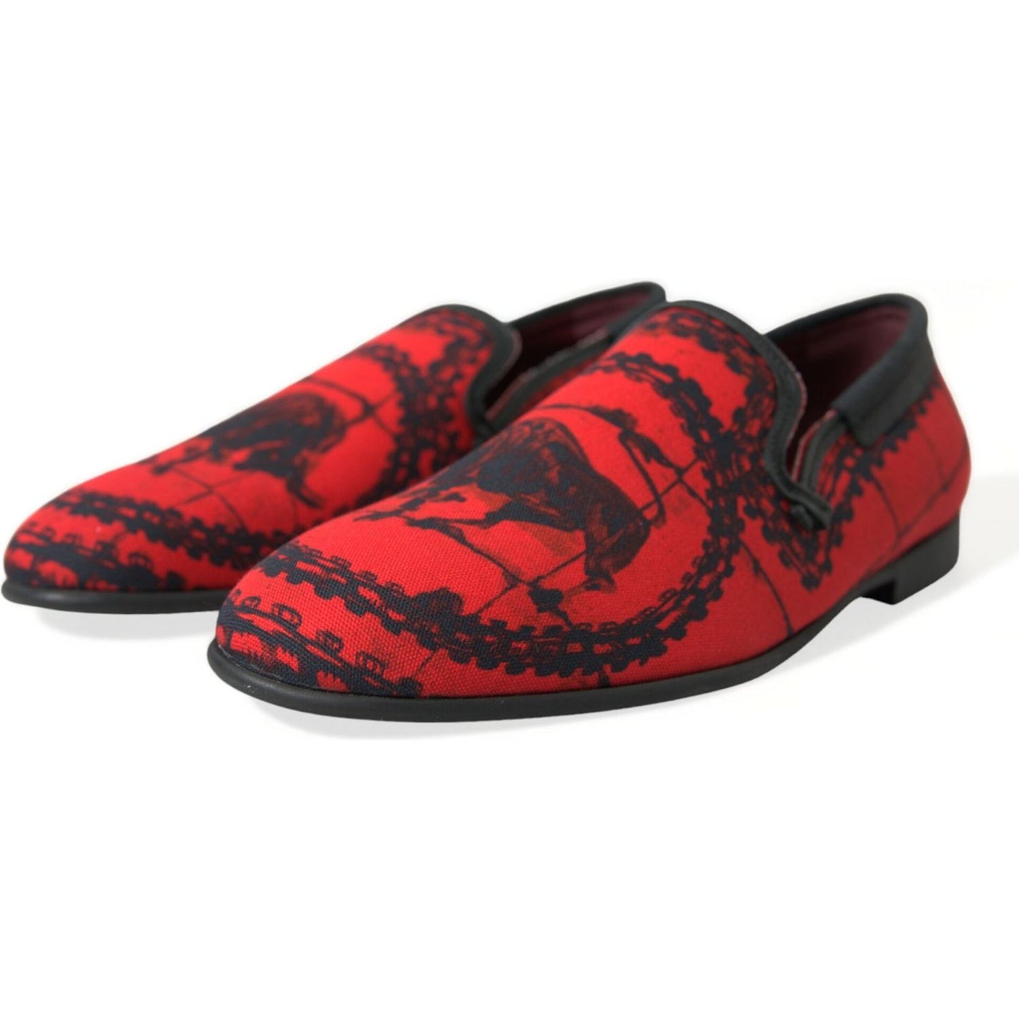 Dolce & Gabbana Red Black Torero Loafers Slippers Men Shoes